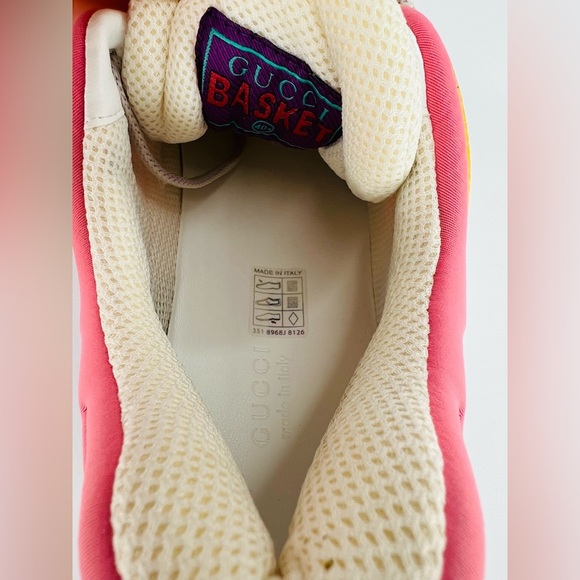 GUCCI Basket Low Top GG Demetra Vegan Distressed Basketball Sneakers EU 40.5 - Picture 9 of 12